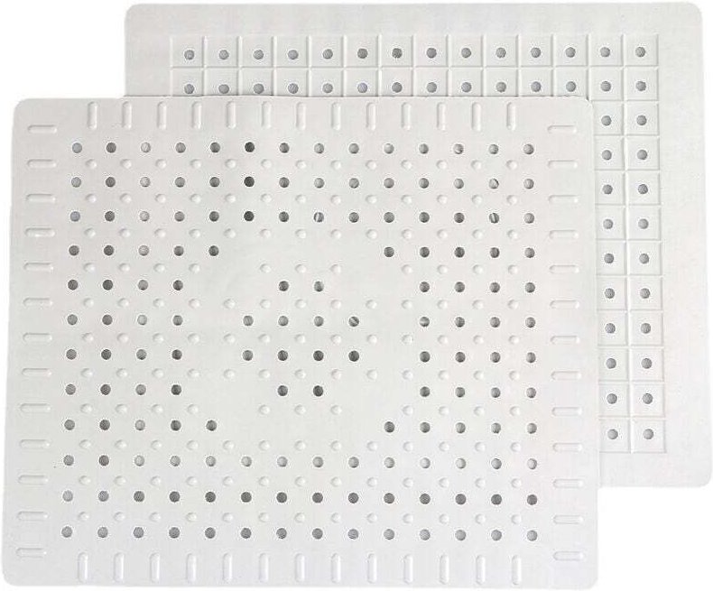 Weißes Set mit 2 langlebigen, rutschfesten Gummi-Schutzmatten für die Küchenspüle, leicht zu reinigen und selbst zuzusch...