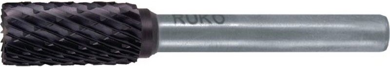 RUKO Hartmetall-Frässtift ZYA Ø 8 mm Kopflänge 18 mm Schaft-Ø 6 mm TiCN Verzahnung KVZ 4 mit Stirn - 116016TC