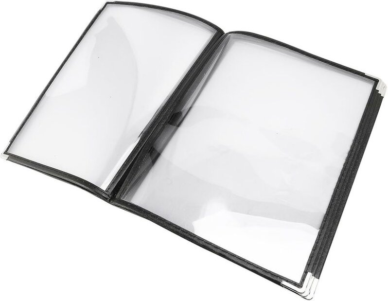 Transparente Restaurant-Abdeckungen für A4-Format, Buchstil, Café, Bar, 6 12