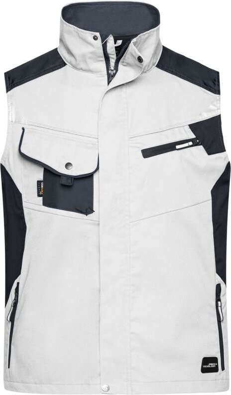 James&nicholson - Workwear Weste JN822 Gr. 5XL white/carbon