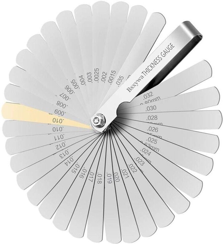 Fühlerlehre, 32-Blatt-Ventilscheibensatz aus Edelstahl, metrische/imperiale Markierung, zum Messen der Spaltbreite, für ...