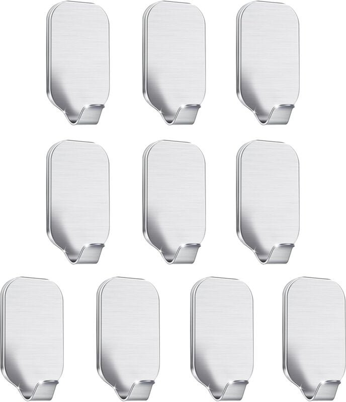 10 Stück Wand- und Türhaken, selbstklebende Haken für Badezimmer, Küche, zum Aufhängen von Kleidung, Stoff, Handtüchern,...