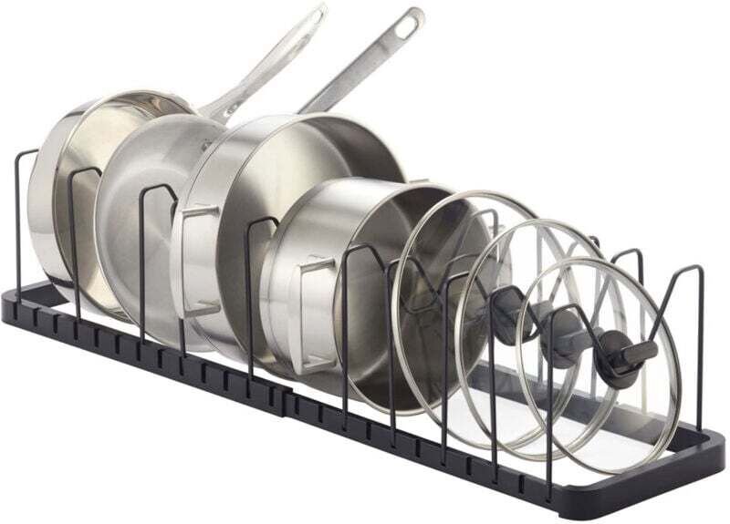 Porte-casseroles Placard Extensible Rangement Casseroles Cuisine Ajustable Range Poêles Organisateur de Poêle sous Évier...