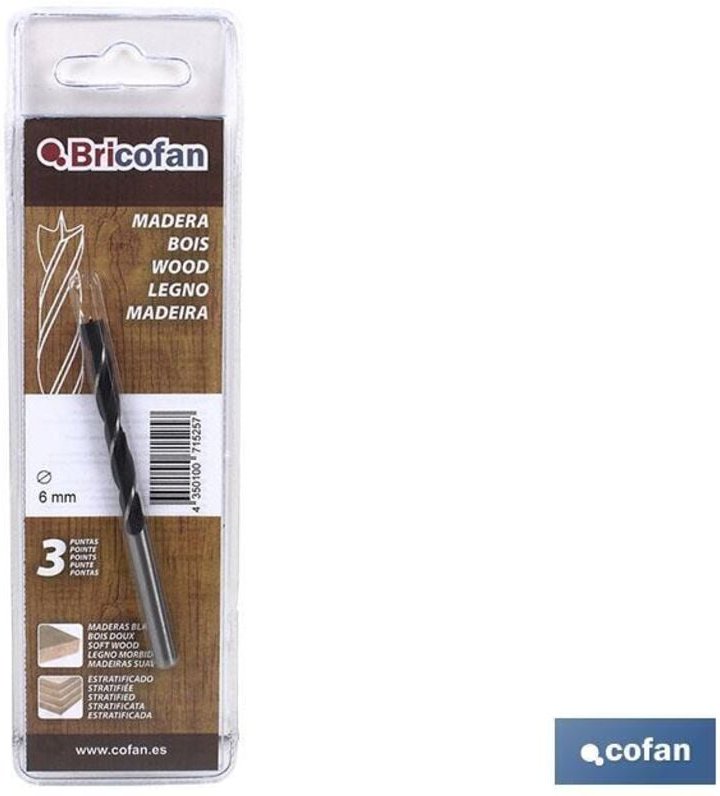 3-Punkt-Holzbohrer (Ø12 mm.) COFAN 62201200