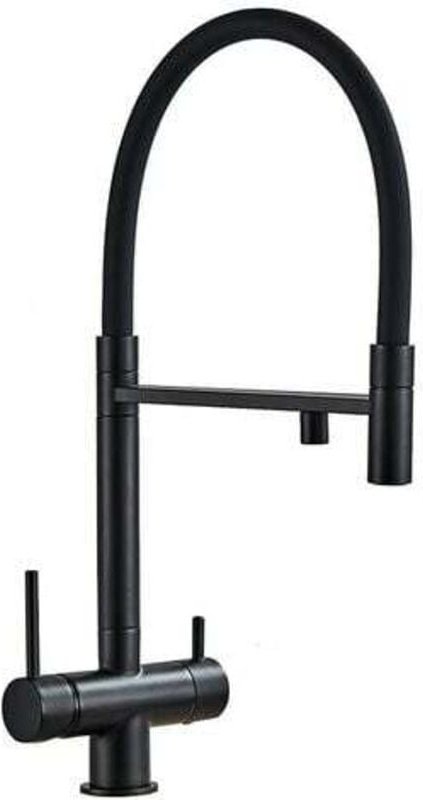 3-Wege-Umkehrosmose-Armatur, ausziehbar, formschön, drehbar von Rosmmel aus der Helios-Serie Schwarz