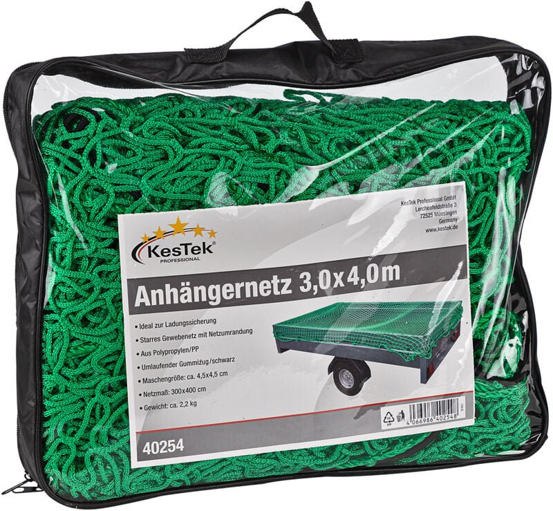 Anhängernetz Gepäcknetz Abdecknetz 4 x 3 m grün zur Ladungssicherung - Kestek