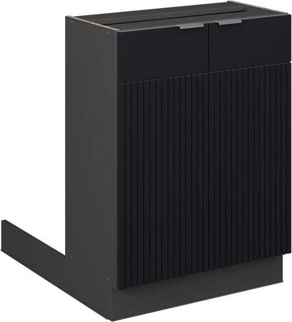 Thumbnail - Kücheninsel Fame-Line, Schwarz gestreift, 60 cm ohne Arbeitsplatte, Vicco