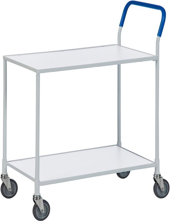 Kongamek Tischwagen mit pulverbeschichtetem Gestell in weiss, mit Bremse und 760x430mm Ladefläche