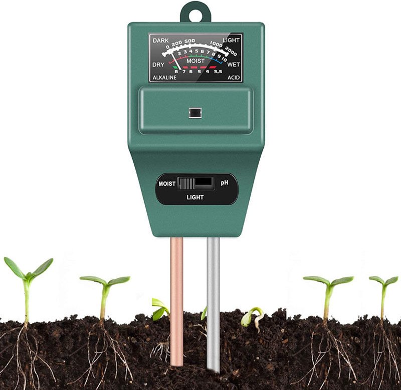 Beijiyi - Boden-pH-Messgerät, ST02 3-in-1 Bodenfeuchtigkeits-pH-Lichttester für Haus, Garten, Rasen, Bauernhof, Innen- u...