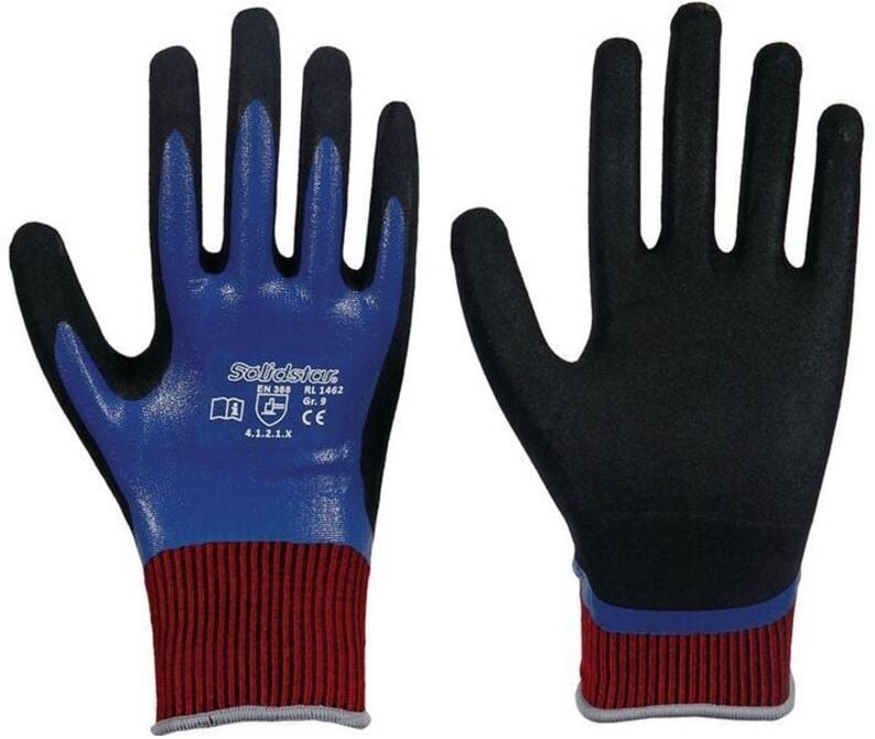 Leipold+dohle Gmbh - Handschuhe Solidstar Nitril Grip Complete 1462 Größe 8 blau EN420+EN388 PSA-Kategorie ii