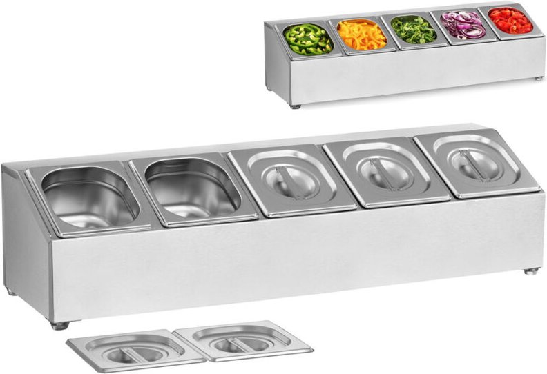 Thumbnail - Präsentationsständer für Gastronomiebehälter 5 x GN1/6 + 5 x Behälter