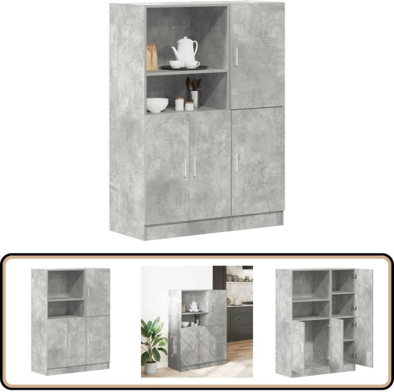 2-tlg. Küchenschrank-Set Betongrau Holzwerkstoff - Vidaxl