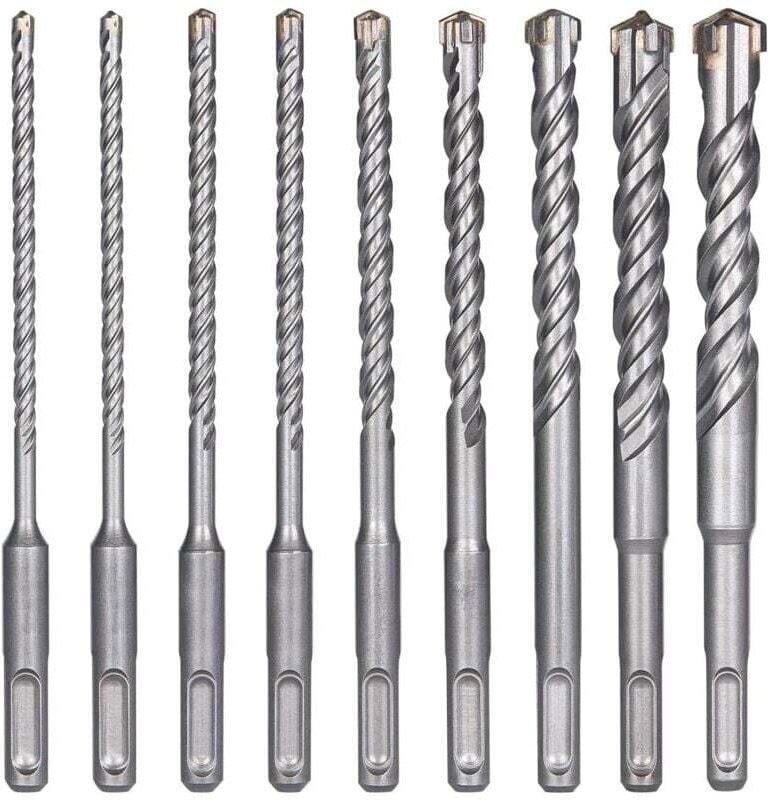 Betonbohrer, 9 Stück (5 mm, 16 x 160 mm), Fliesenbohrer, SDS-Plus-Elektrobohrer für Bohrhammer, Kreuzbohrer für Beton, Z...