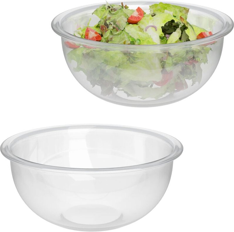 Relaxdays - Salatschüssel Glas, 2er Set, 2,4 Liter, Rührschüssel, Servierschüssel Küche, runde Glasschüsseln, transparen...