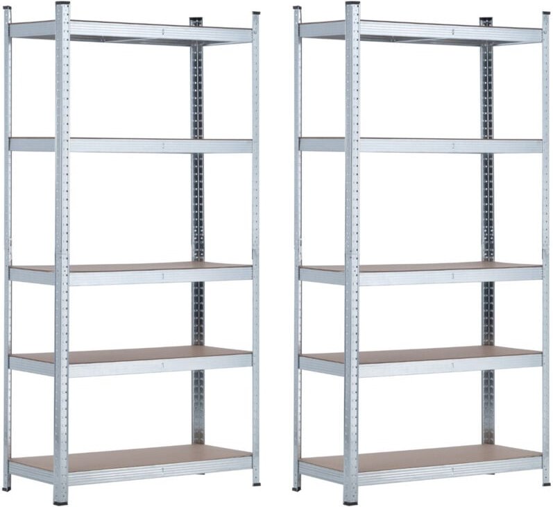 2er-Pack modulare Metallregale mit 5 Böden, 875kg, 90x40x180cm, O91
