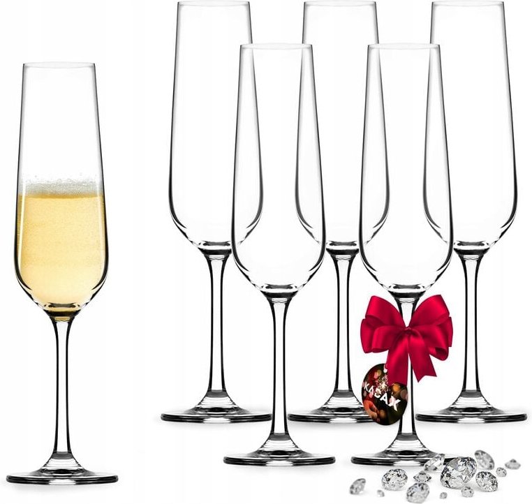 Sektgläser, 6er Set, 200ml, Sektflöten für zu Hause, Party, Hochzeit - Kadax