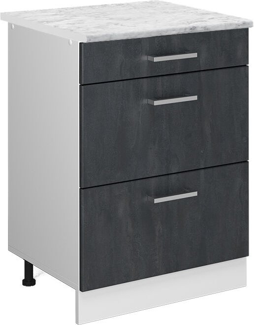Vicco - Schubladenschrank R-Line, Schwarz Beton, 60 cm ap Marmor