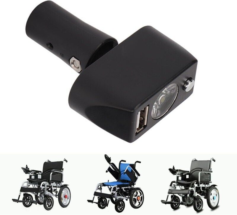 Lampe pour fauteuil roulant électrique - Contrôleur de lumière LED à chargement USB pour fauteuils roulants avec tête XL...