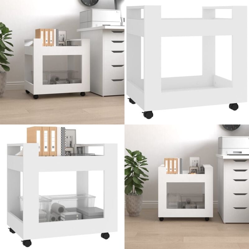 Bürowagen Weiß 60x45x60 cm Holzwerkstoff - Bürowagen - Schreibtisch-Wagen - Home & Living - Weiß