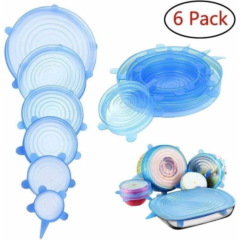 Silikon-Stretchdeckel, 6er-Pack Silikon-Stretchdeckel in verschiedenen Größen, Zero Waste Produkte, Abdeckungen