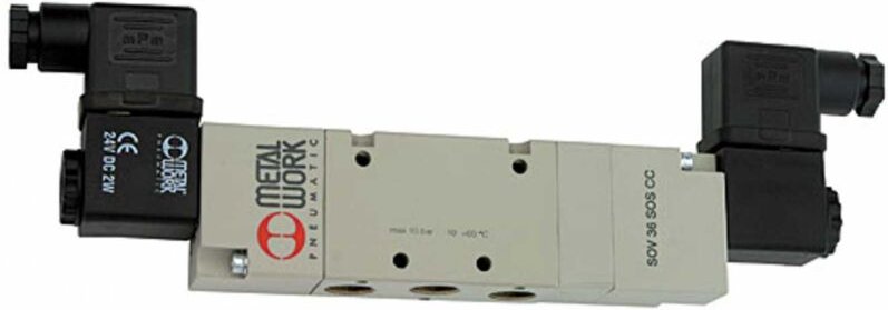 5/3-Wegeventil, elektropneu., Mitte entlüft., g 1/8, 230 v, 50 Hz - Riegler