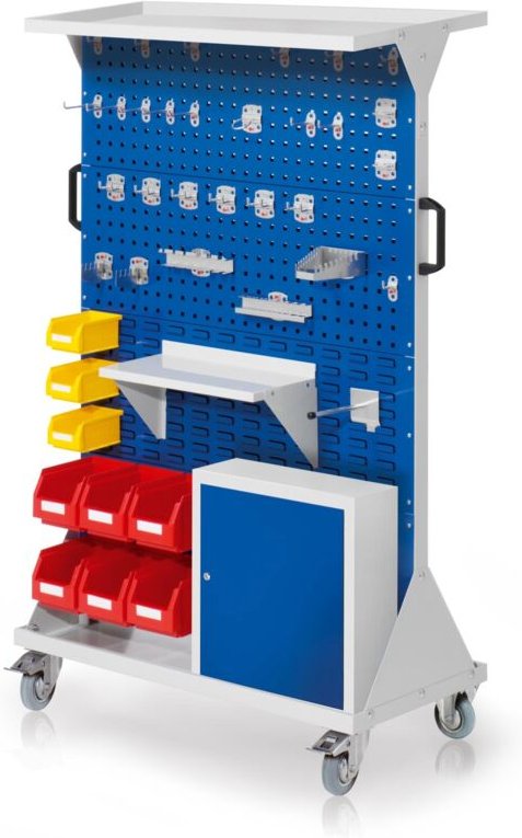 Kappes RasterMobil® mobiler Arbeitsplatzschrank Größe 4 1580x1000x500mm 4x Lochplatte 4x Schlitzplatte mit Auflageboden ...