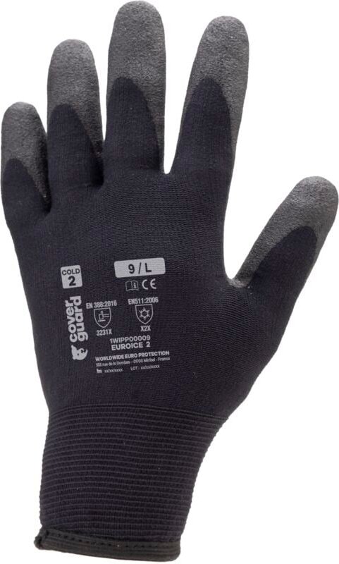 Set aus 10 Paar nahtlosen Strickhandschuhen EURO - ICE 2 - Schwarz Größe 11