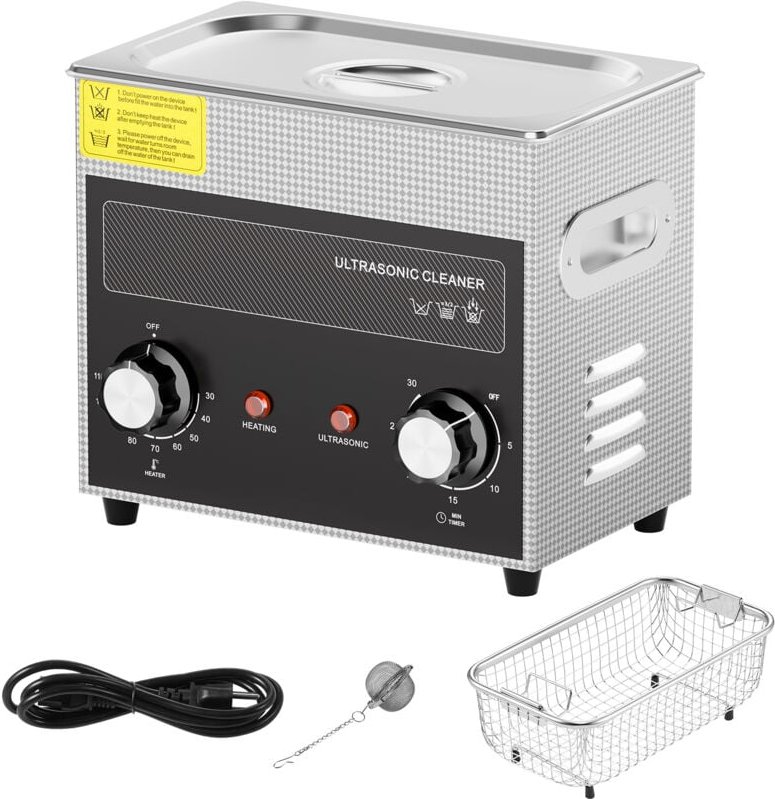 Thumbnail - 3L Ultraschallreiniger, 120 w digitale Schall-Kavitationsmaschine mit Heizung, Timer und Korb für Uhren, Brillen, Münzen...