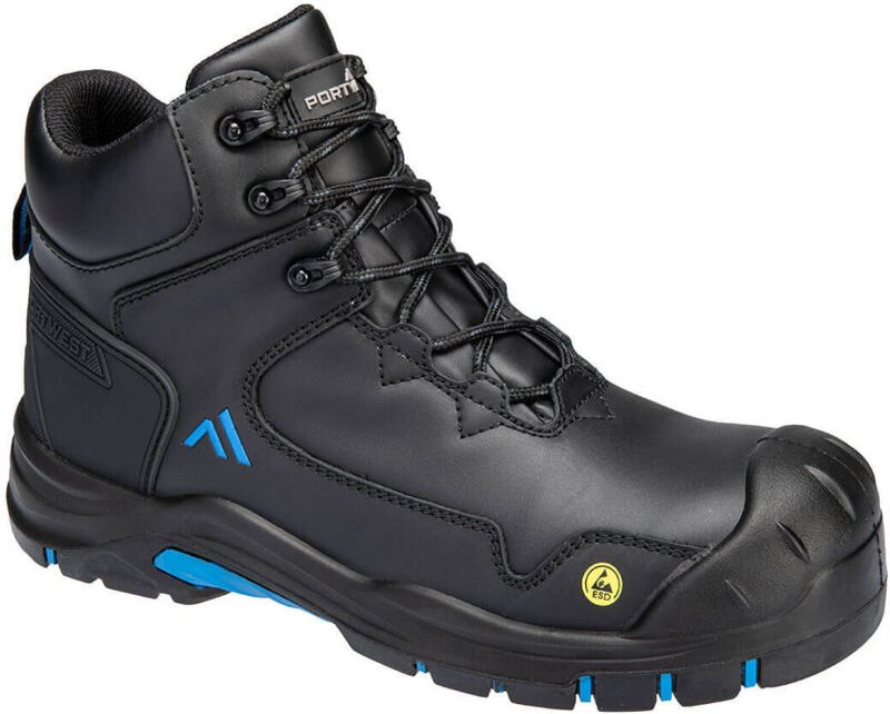 Hocharbeitsstiefel Apex S3S ESD HRO SR SC FO Schwarz/Blau 41