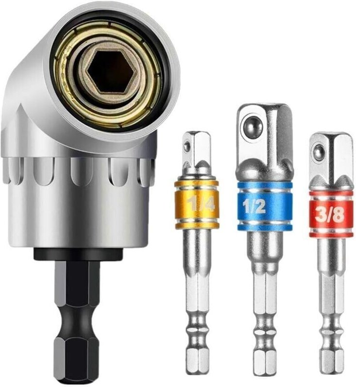 105Ḟ Winkelschraubendreher-Adapter (1/4', Sechskant-Bit) und 3-teiliger Akkuschrauber-Steckschlüsseladapter. Steckschlüs...