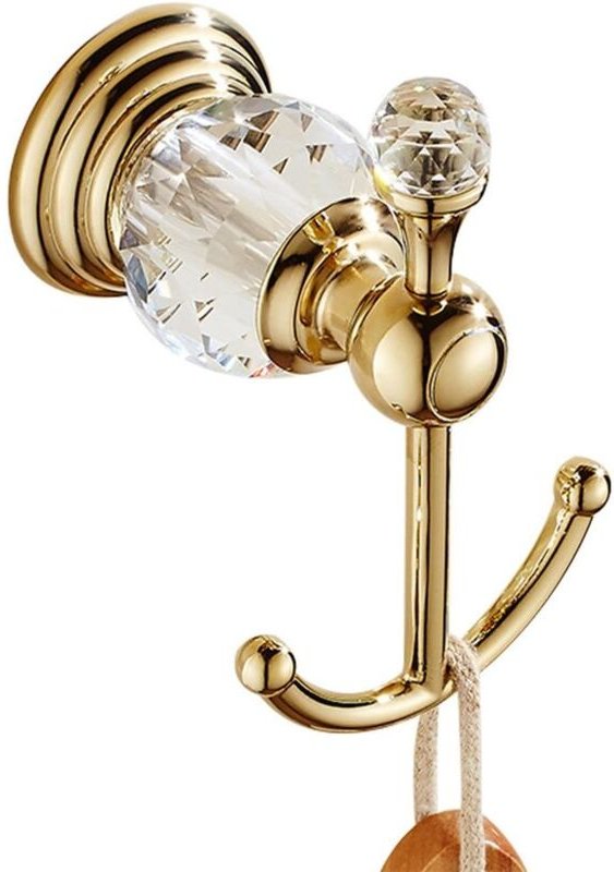 CSPARKV Kleiderhaken Gold 2 Haken Handtuchhalter Kristall Wandhaken für Kleidung, Badezimmerzubehör Toilette dekorativ