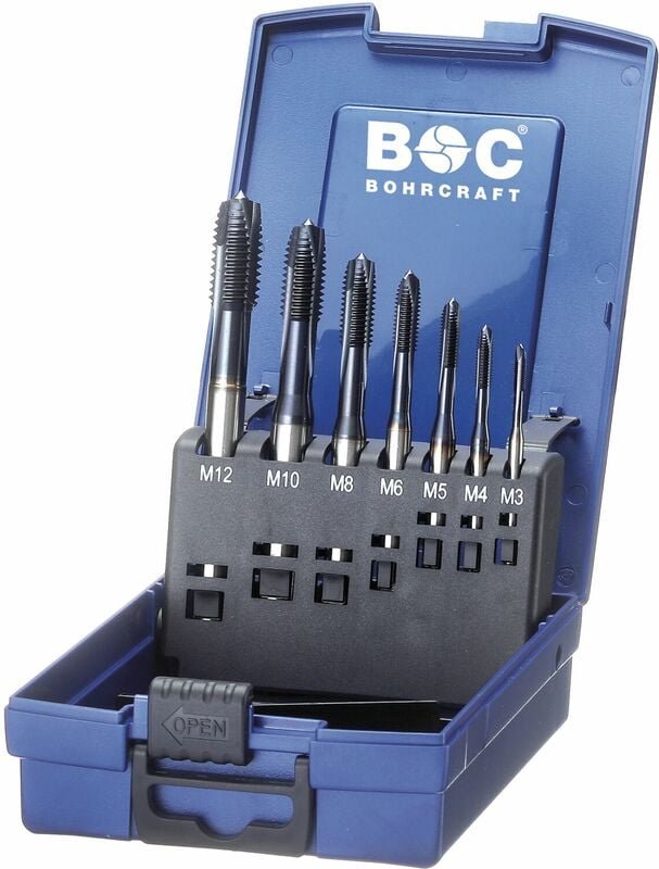 Thumbnail - Bohrcraft - Maschinengewindebohrer-Satz M3-M12 hss-e tin Form b 7-teilig