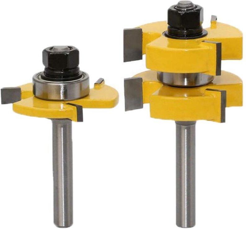 Nut- und Zungenfräser-Set, 8 mm Schaft, 1-1/4 Zoll Klingenlänge, T-Form, Holzbearbeitungs-Fräswerkzeuge