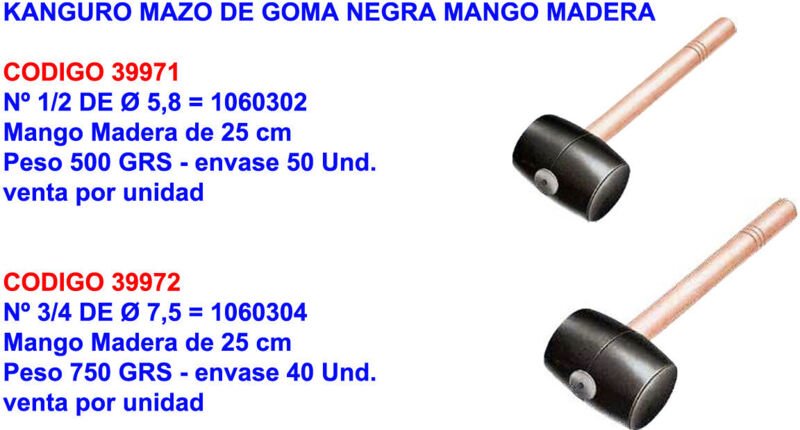 Rubi - Kanguro Gummihammer Schwarzer Gummi 1/2500 gr 5,8 88555