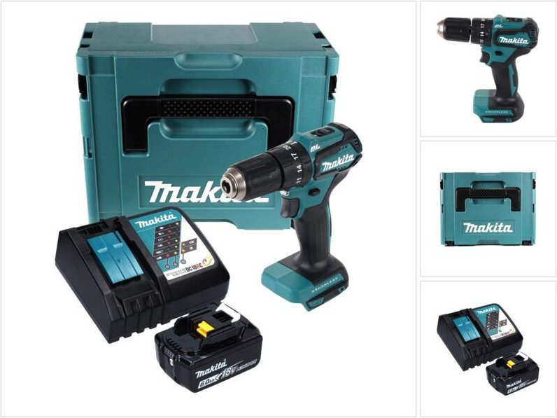 Dhp 483 RG1J Akku Schlagbohrschrauber 18 v 40 Nm + 1x Akku 6,0 Ah + Ladegerät + Makpac - Makita