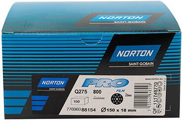 NORTON Abrasivscheiben PRO FILM Q275 P800 mit 150 mm Durchmesser LOCH 15 PIECES 100