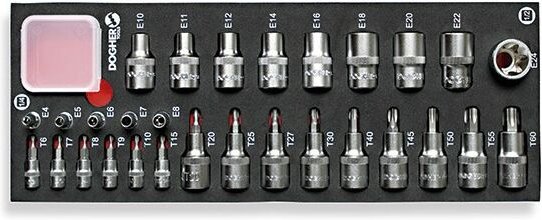 Kombitasche 29 Steckschlüssel und Torx-Bits 1/4, 1/2 Dogher 503-080