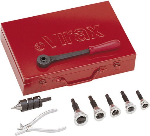 T-rax Virax Ratschenkoffer 5 Werkzeuge Ø12 bis 22 mm mit Bohrer und Pinzette - 252730