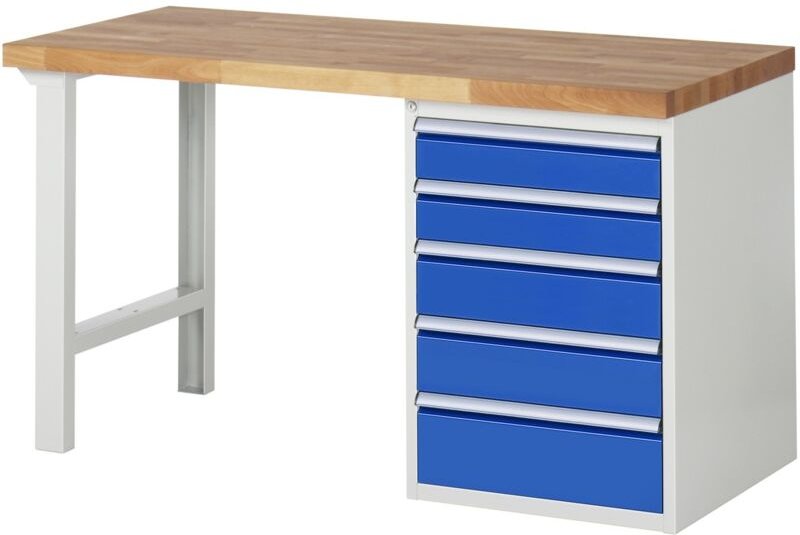Werkbank 7513A1, B1500xT700xH890mm, 5x Schublade-TA - RAU