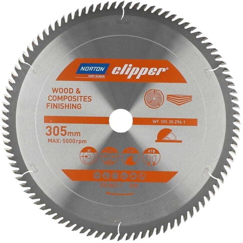 Norton piła tarczowa 305mm x 30mm x 96z drewno i kompozyty atb (3,2 / 2,2)