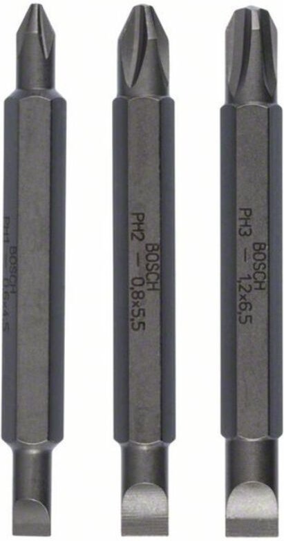 Bosch - Doppelklingenbit-Set 3-teilig S0,6x4,5 PH1 S0,8x5,5 PH2 S1,2x6,5 PH3,60mm
