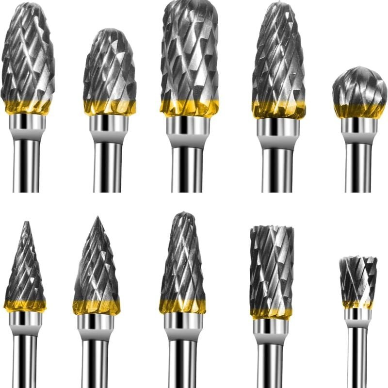 Rotationsfräser-Set, Wolframkarbidstahl, zweischneidig, für Werkzeug - Ymyny