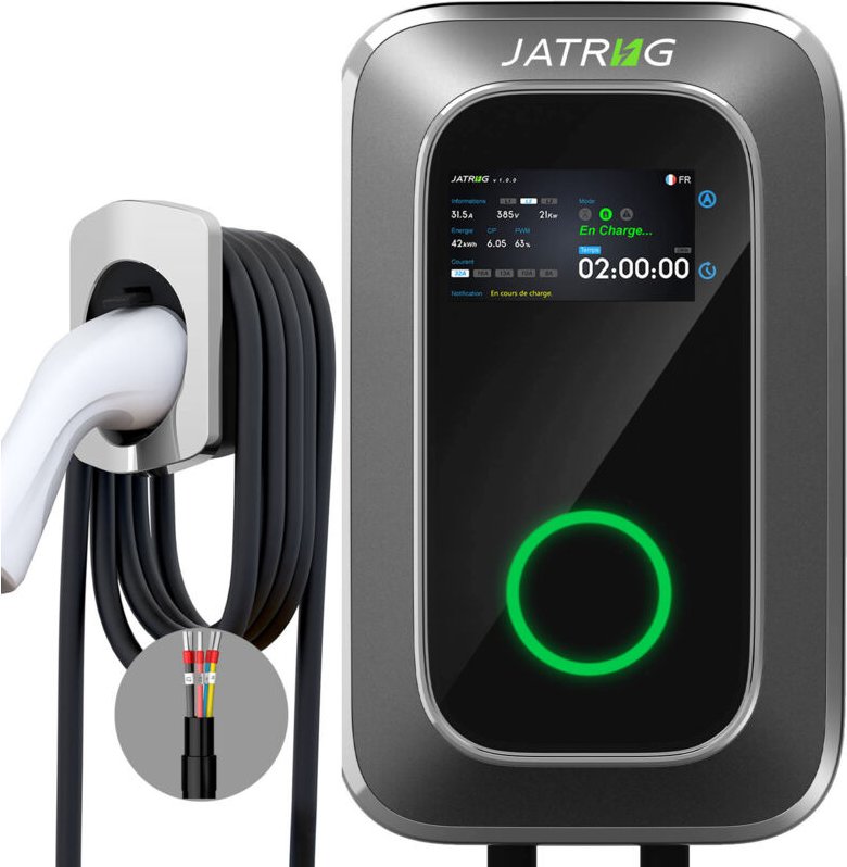 Jatrhg - S1 Ladestation für Elektrofahrzeuge, 11 kW, 12 m, 16 a, dreiphasig – Typ 2 iec 62196-2 Ladestation – EV-Wallbox...