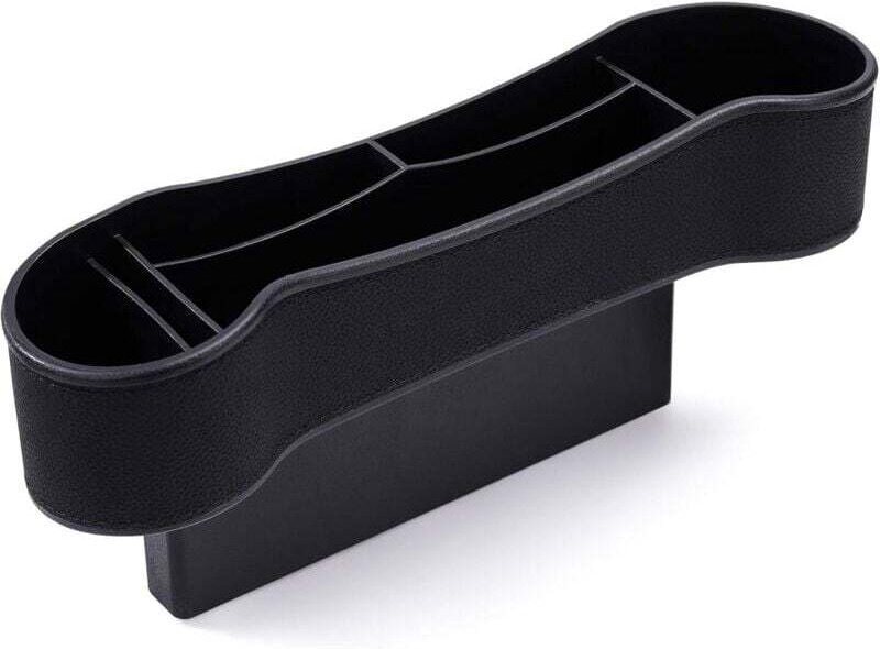 Thumbnail - UlisemUniversal Autositz Lücke Aufbewahrungsbox Auto Organizer PU Leder Getränkehalter Schwarz