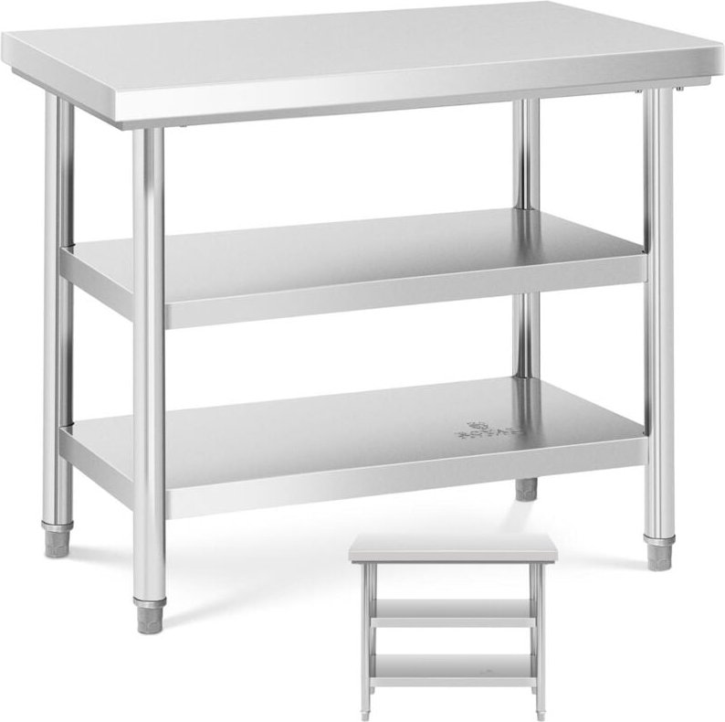 Royal Catering - Edelstahl Arbeitstisch Edelstahltisch Zerlegetisch 3 Ebenen 100 x 70 cm 600 kg