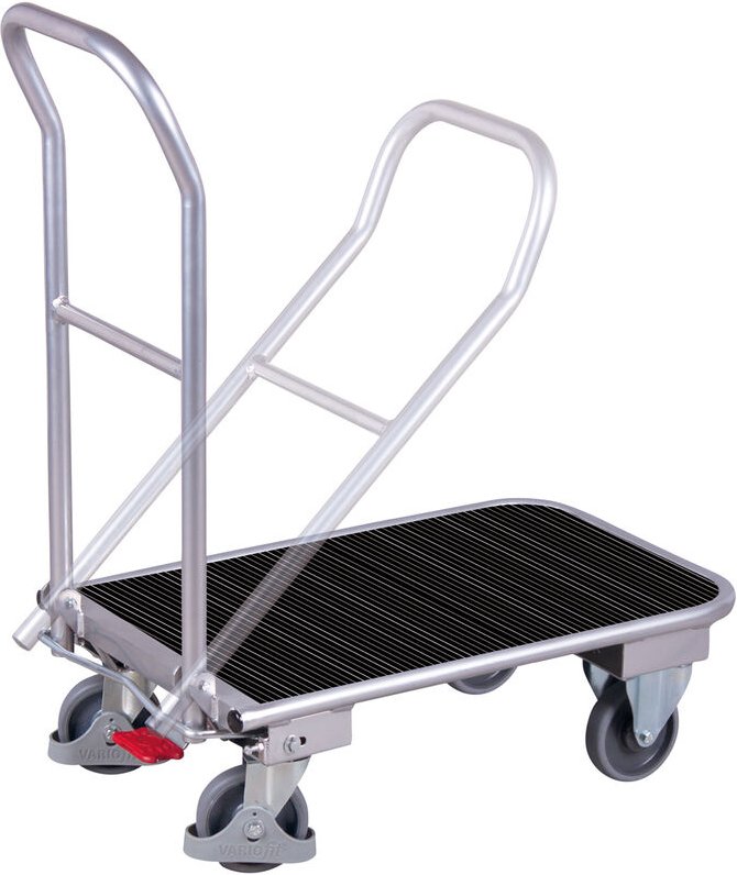 VARIOfit Klappbügelwagen mit Schiebebügel und Riefengummimatte aus Aluminium 900x600mm