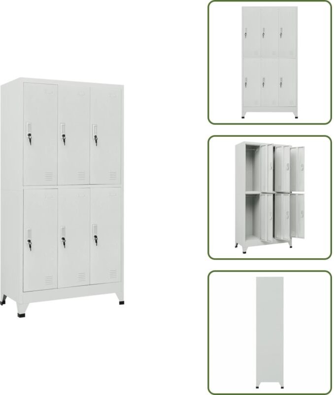 Schließfachschrank mit 6 Fächern Stahl 90x45x180 cm Grau - Schliessfachschrank - Garderoben - Metallschrank - Industriel...