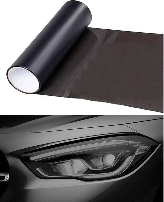 2 Rollen Scheinwerferfolie, Auto-Rücklicht-Tönungsfolie, Hellschwarze Schutzfolie, zuschneidbar, Scheinwerferaufkleber, ...