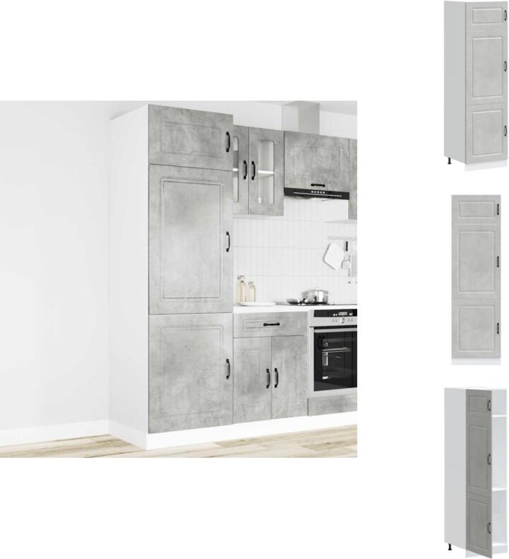 Küchenschrank Kalmar Betongrau Holzwerkstoff - Küchenschrank - Küchenschränke - Küchenschrank Weiß - Hoher Küchenschrank