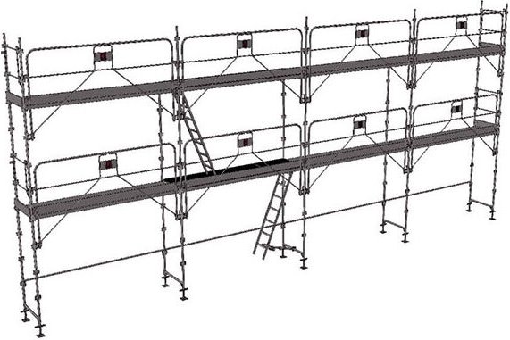 Gerüst 78m² - Struktur + Plattformen + Leiste -Gelände Version - DUO78GC-SPP